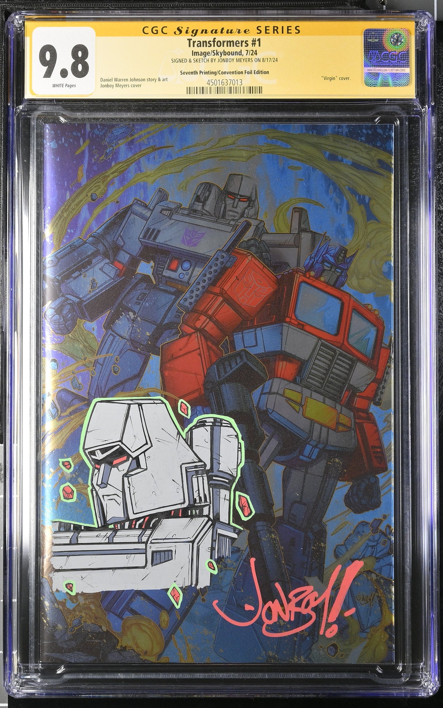 Transformers #1 Fan Expo Foil (2024) - CGC SS 9.8 - Signed and Sketched by JonBoy Williams