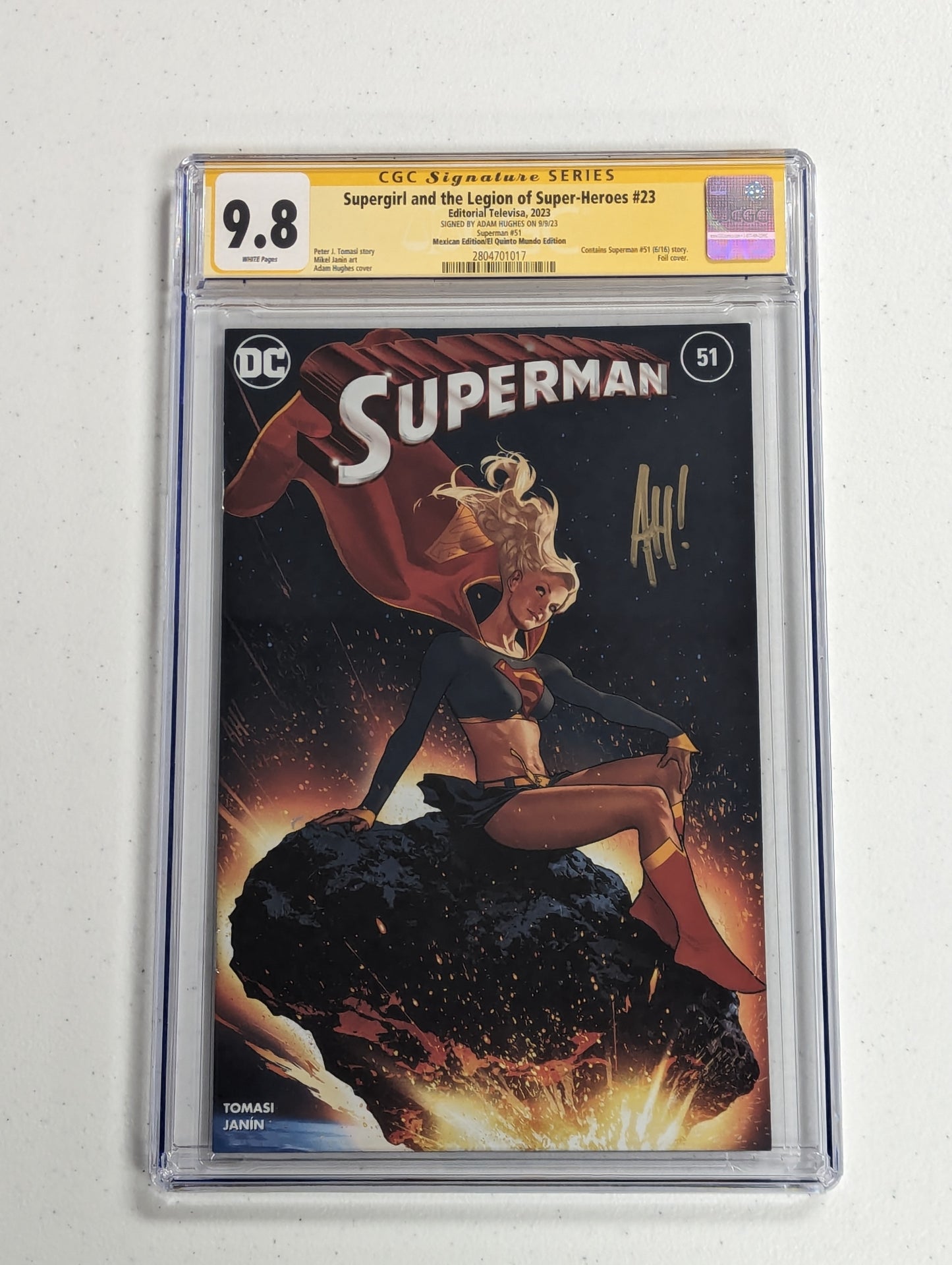 Supergirl and the Legion of Superheroes #23 Mexican Edition SDCC Foil (2023) - CGC SS 9.8 - signed by Adam Hughes