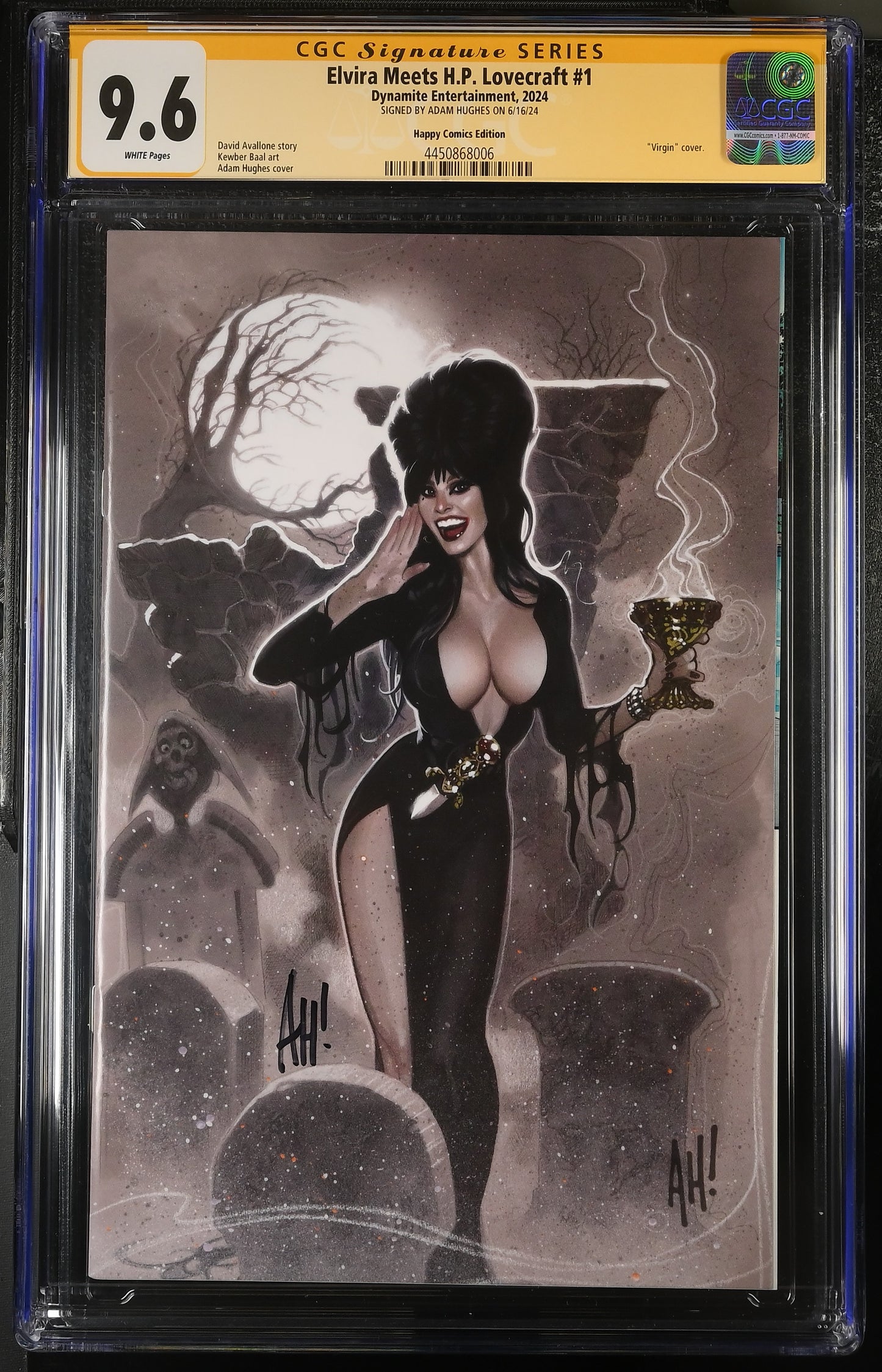 Elvira Meets HP Lovecraft #1 - Happy Comics - CGC SS 9.6 - signed by Adam Hughes