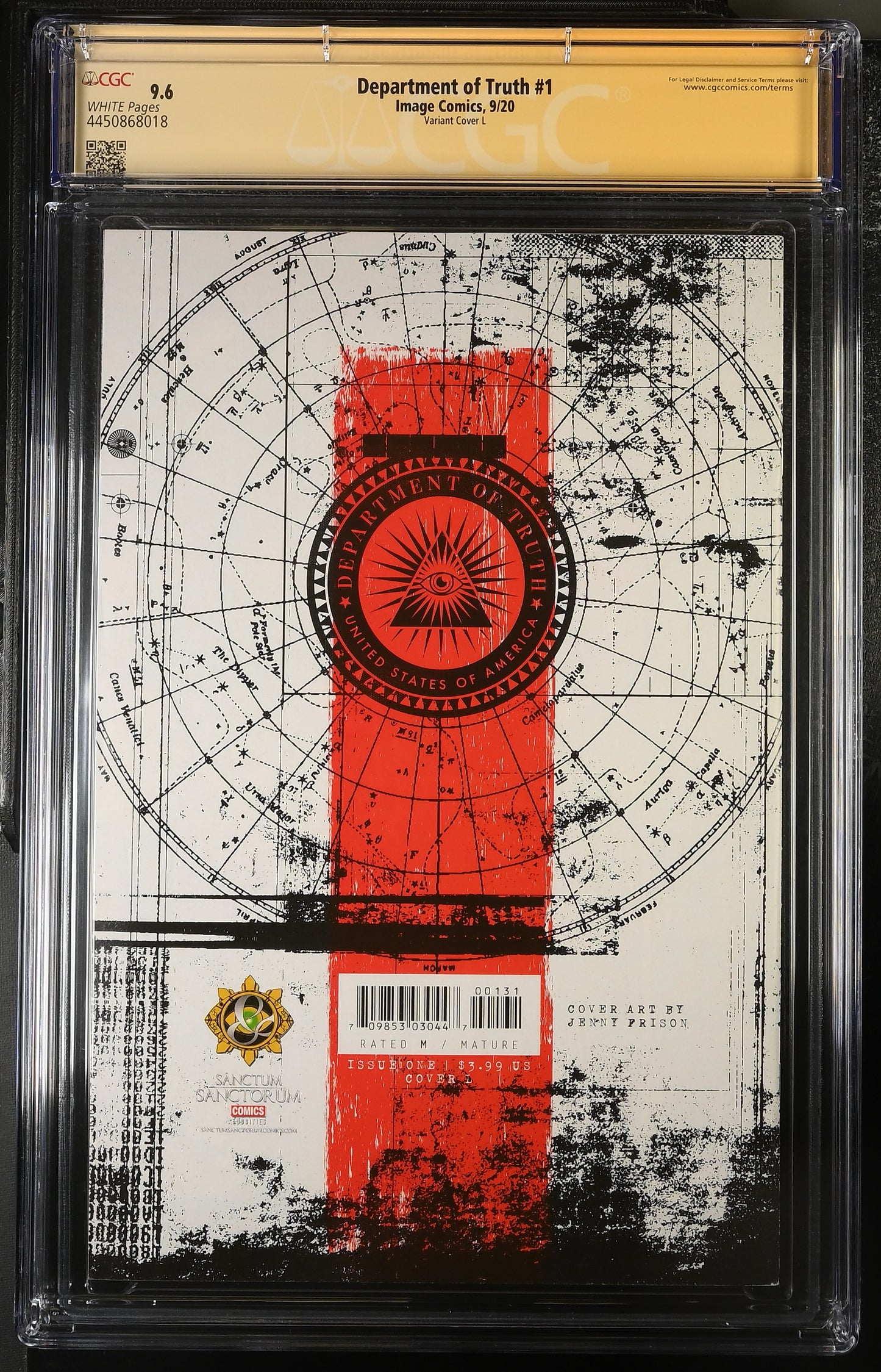 Department of Truth #1 Cover L - CGC SS 9.6 - signed by Jenny Frison