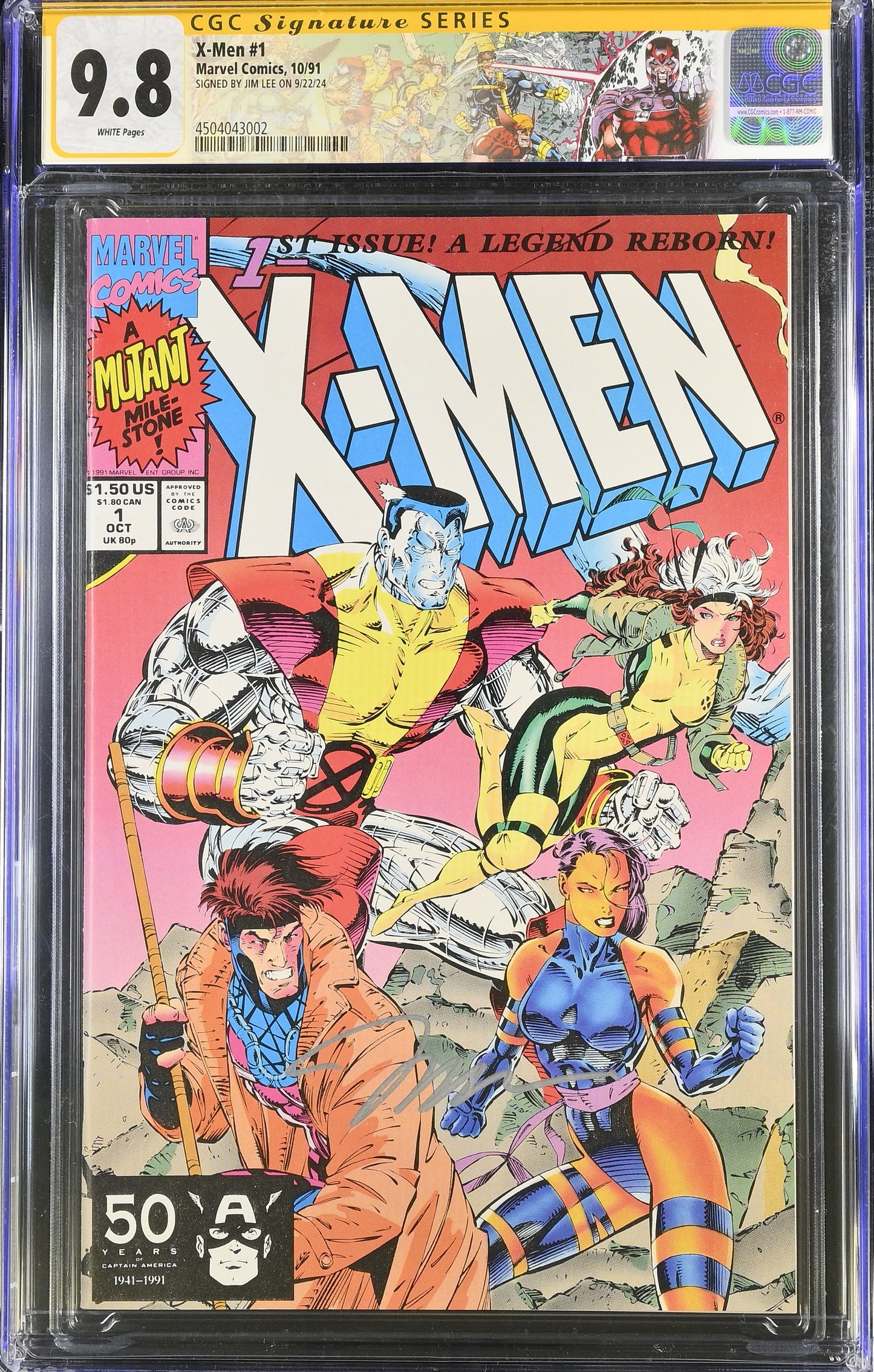 X-men #1 (1991) - Connecting Cover Set - CGC SS 9.8 - Signed by Jim Lee