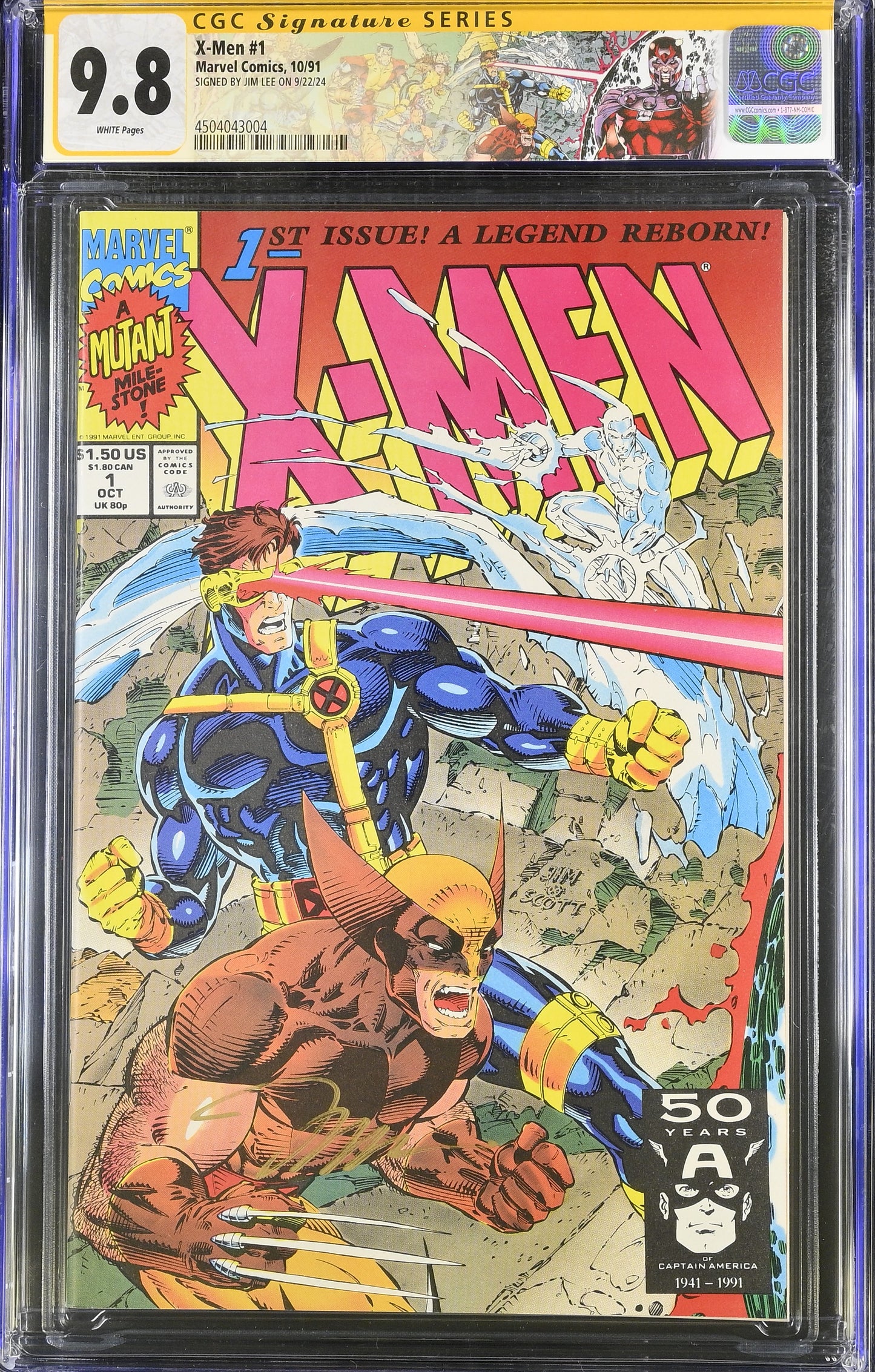 X-men #1 (1991) - Connecting Cover Set - CGC SS 9.8 - Signed by Jim Lee