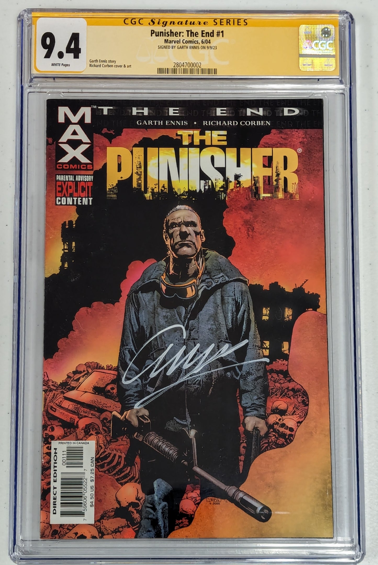 Punisher: The End - CGC SS 9.4 - Signed by Garth Ennis