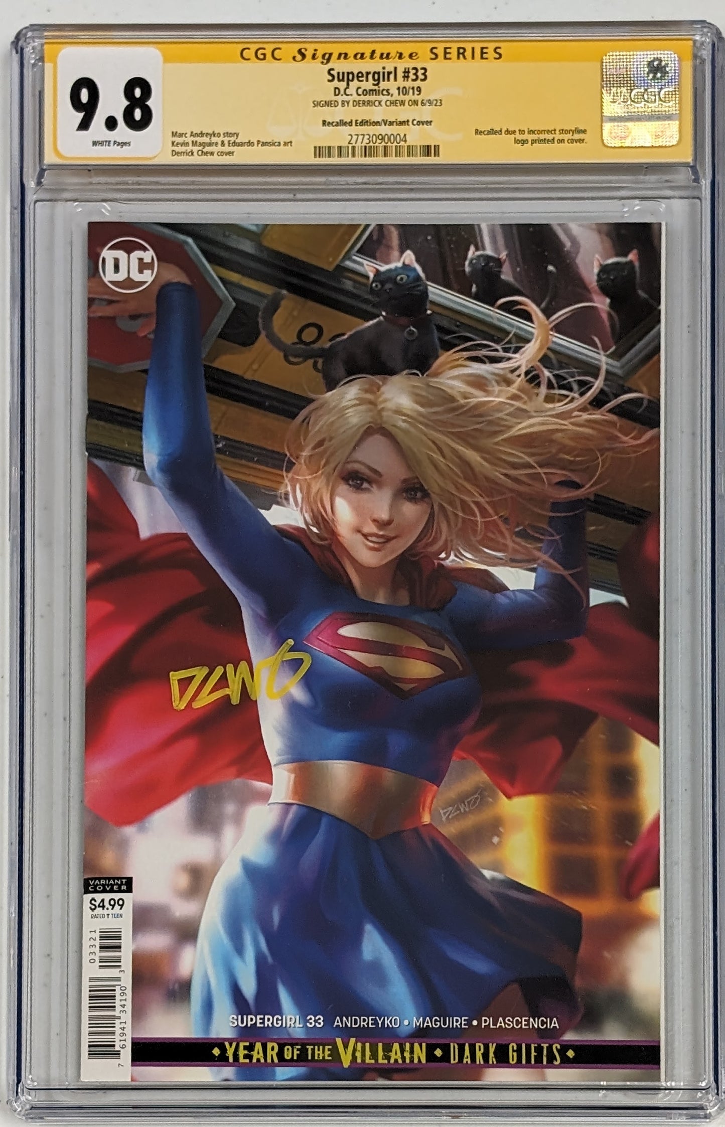 Supergirl #33 (2019) Recalled Cover - CGC SS 9.8 - signed by Derrick Chew