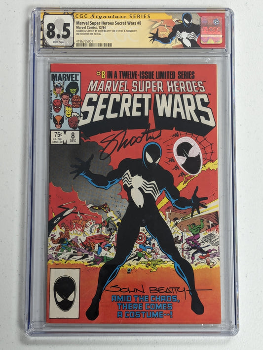 Marvel Super Heroes Secret Wars #8 (1984) - CGC SS 8.5 - Signed by Jim Shooter and sketch by John Beatty