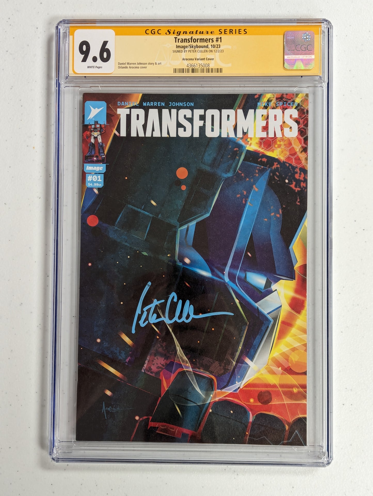 Transformers #1 (2023) - Arocena Variant 1:10 - CGC SS 9.6 - Signed by Peter Cullen