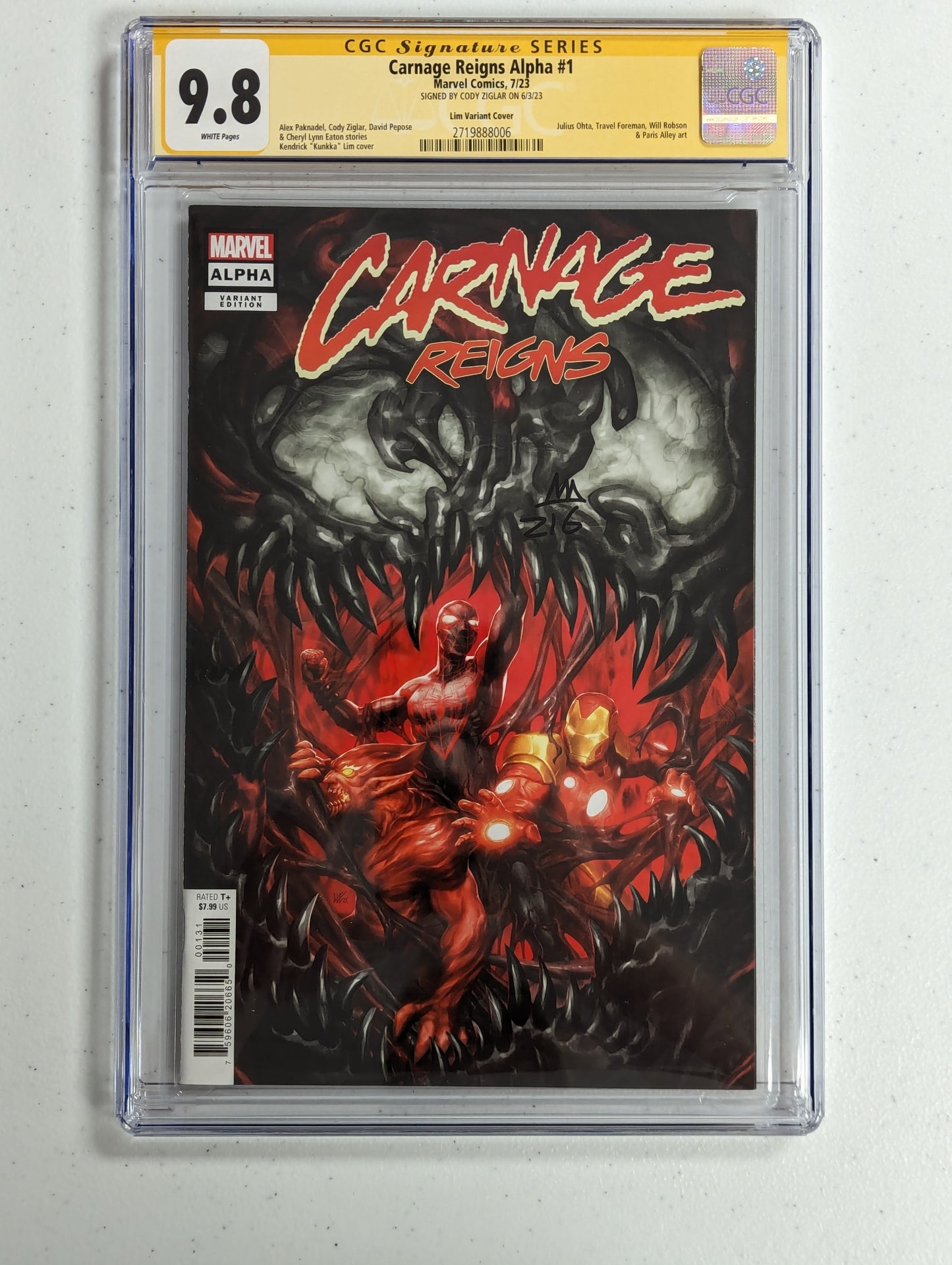 Carnage Reigns Alpha #1 - CGC SS 9.8 - signed by Cody Ziglar