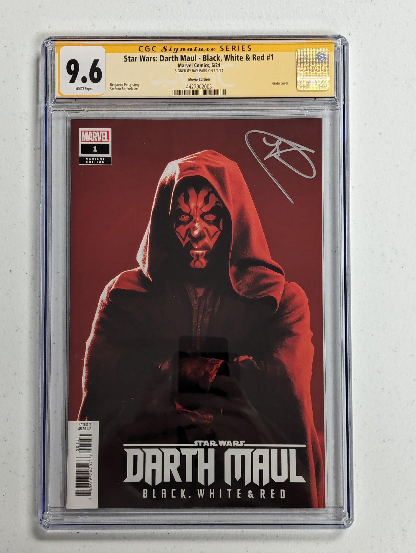 Star Wars: Darth Maul - Black, White & Red #1 (2024) - Movie Cover - CGC SS 9.6 - Signed by Ray Park