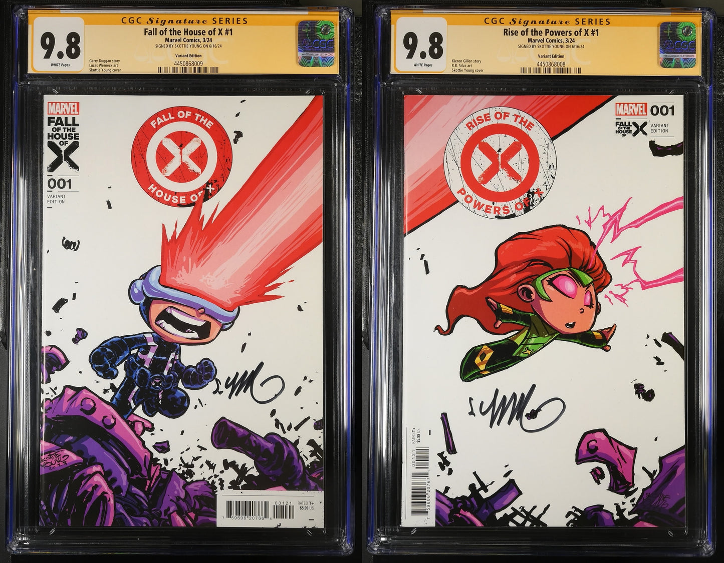 Skottie Young Set - Rise of Powers of X and Fall of House of X #1 - CGC SS 9.8 - both signed by Skottie Young